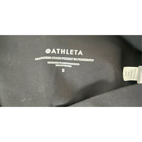 Athleta Black Salutation Stash Pocket in Powervida Crop Leggings Small - Picture 4 of 5
